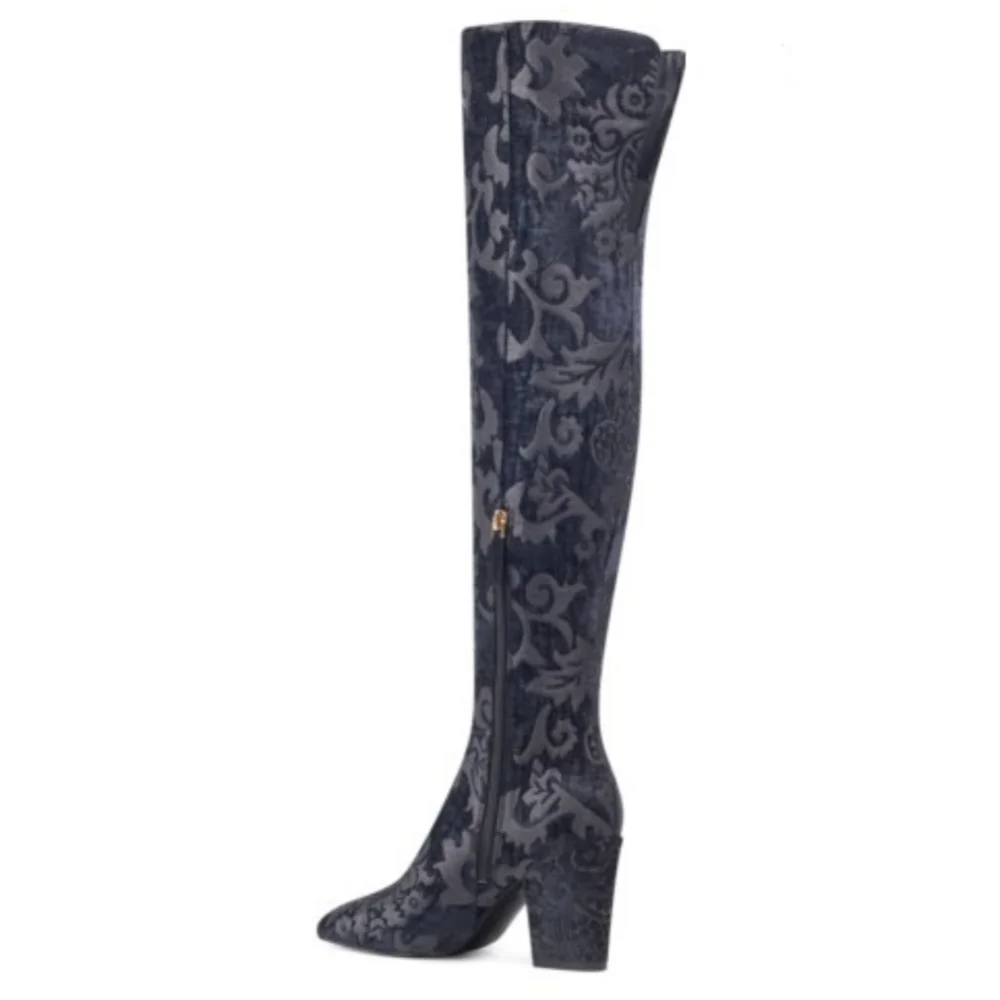 Stunning Brocade Print Nine West OTK Boots